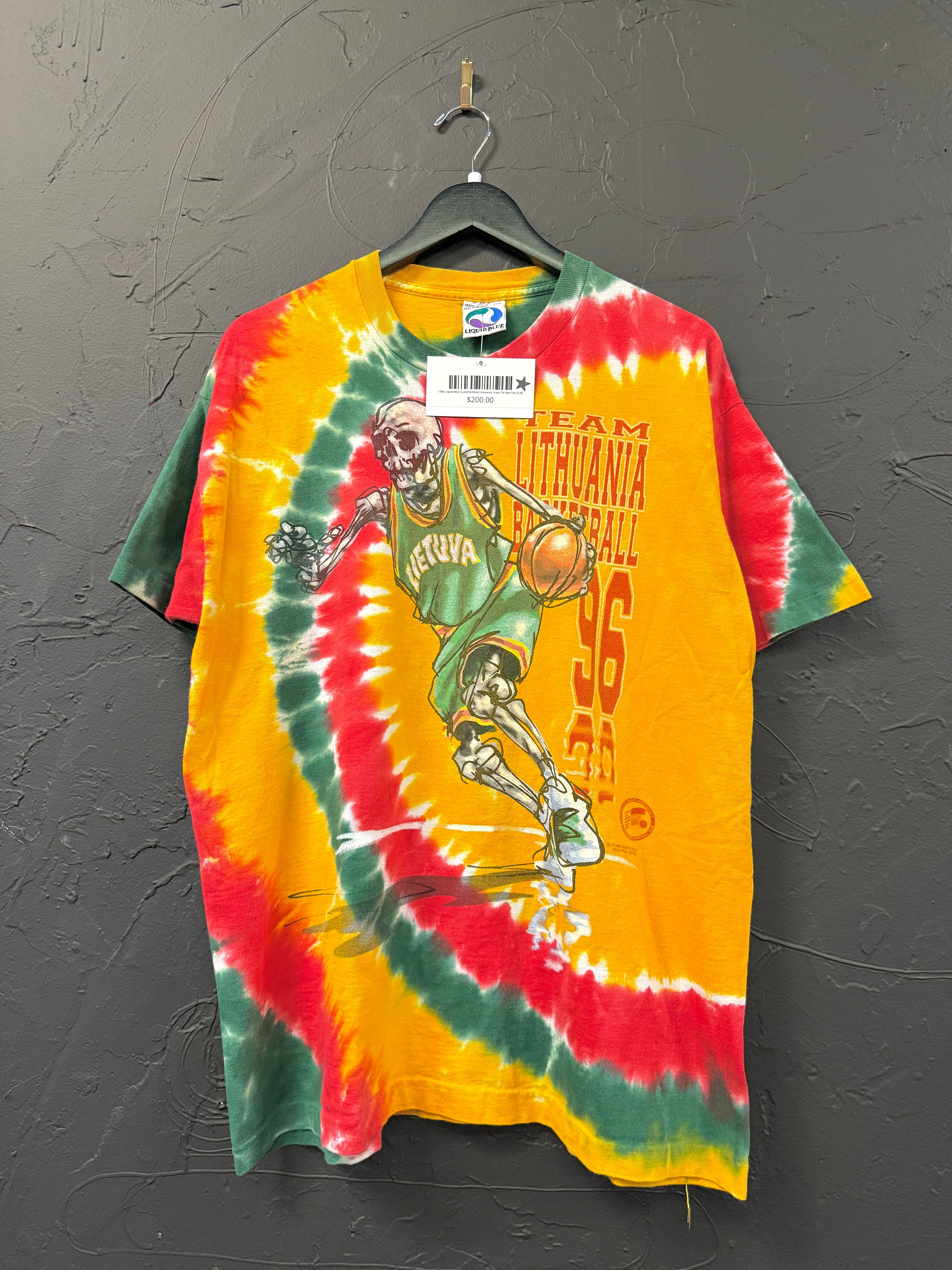 1996 Liquid Blue Grateful Dead Lithuania Team Tie Dye Tee Sz XL