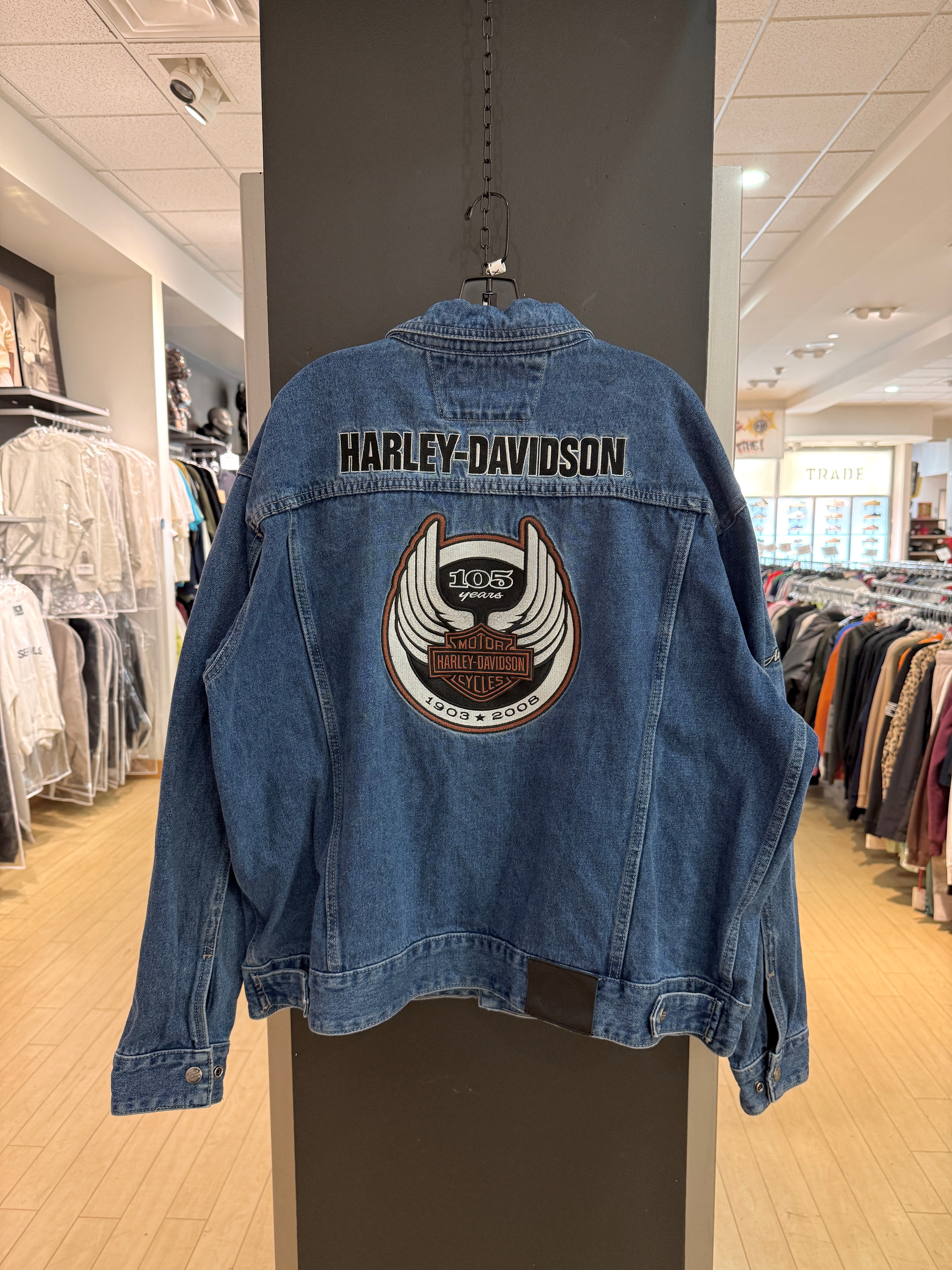 2008 Harley Davidson Denim Trucker Jacket Size XXL
