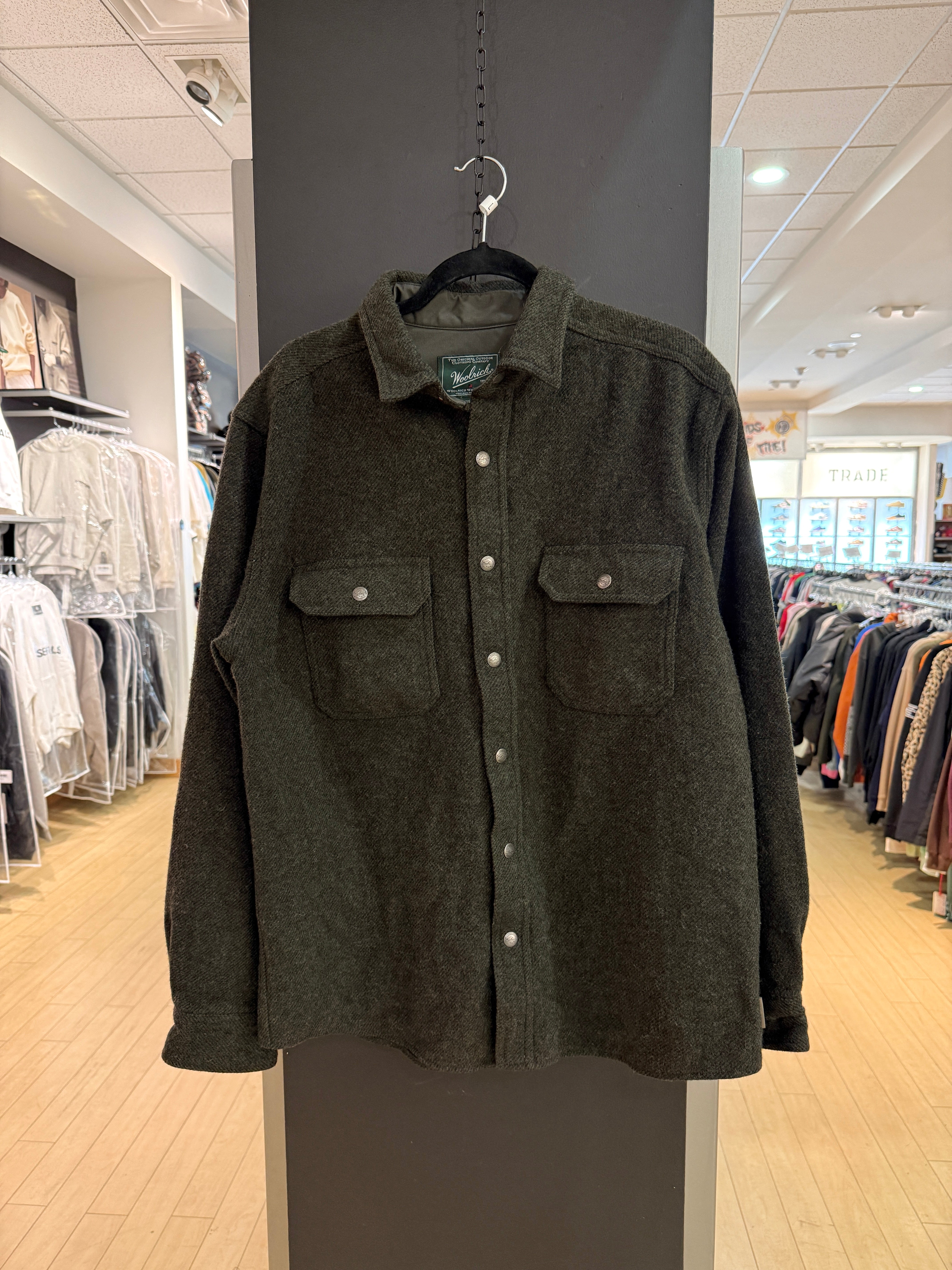 Y2K Woolrich Olive Green Wool Shacket Size L