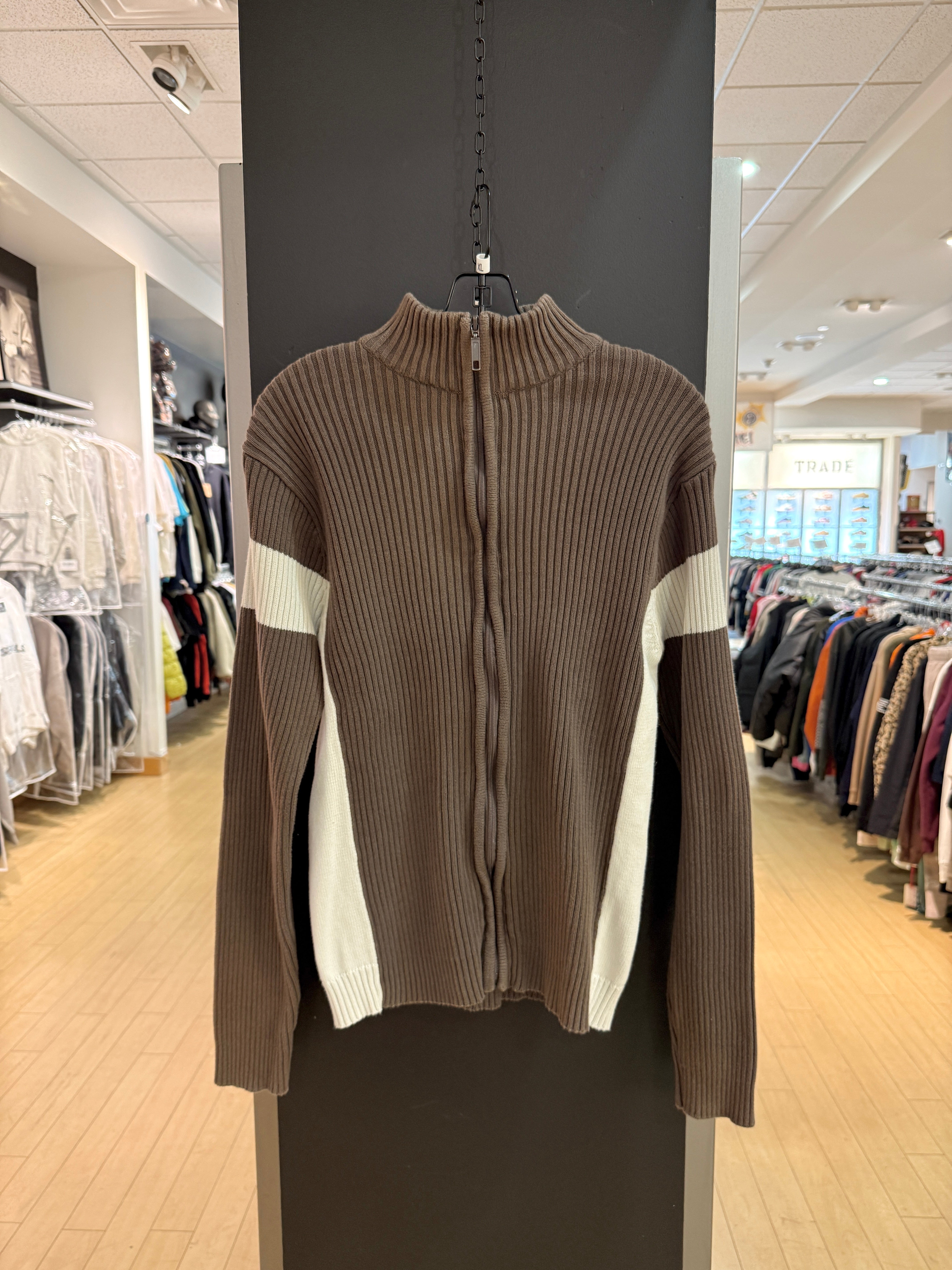 Y2K Clockhouse Brown Zip Up Sweater Size XL