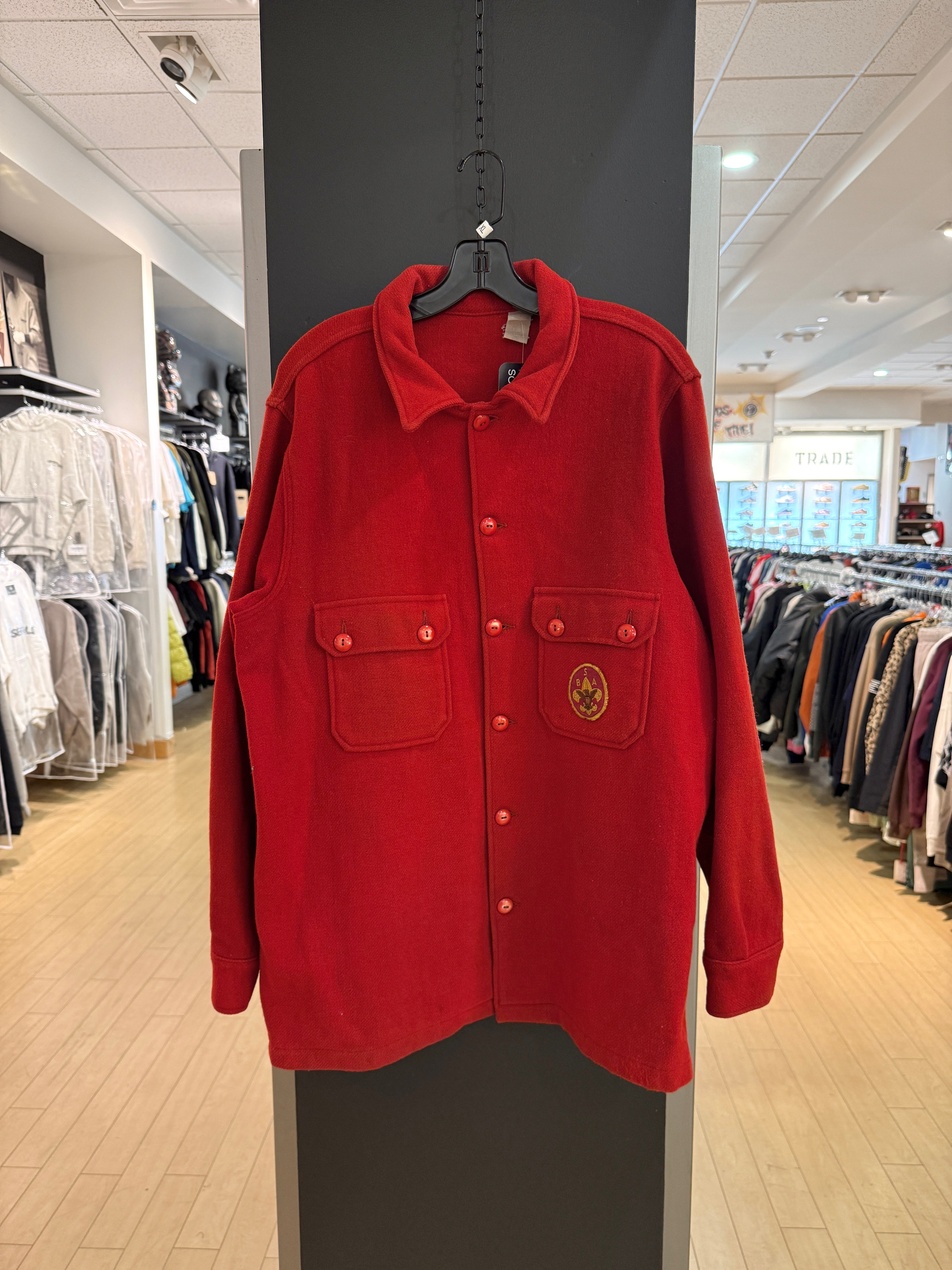 80s Boy Scouts of America Red Wool Jacket Size XL Tall