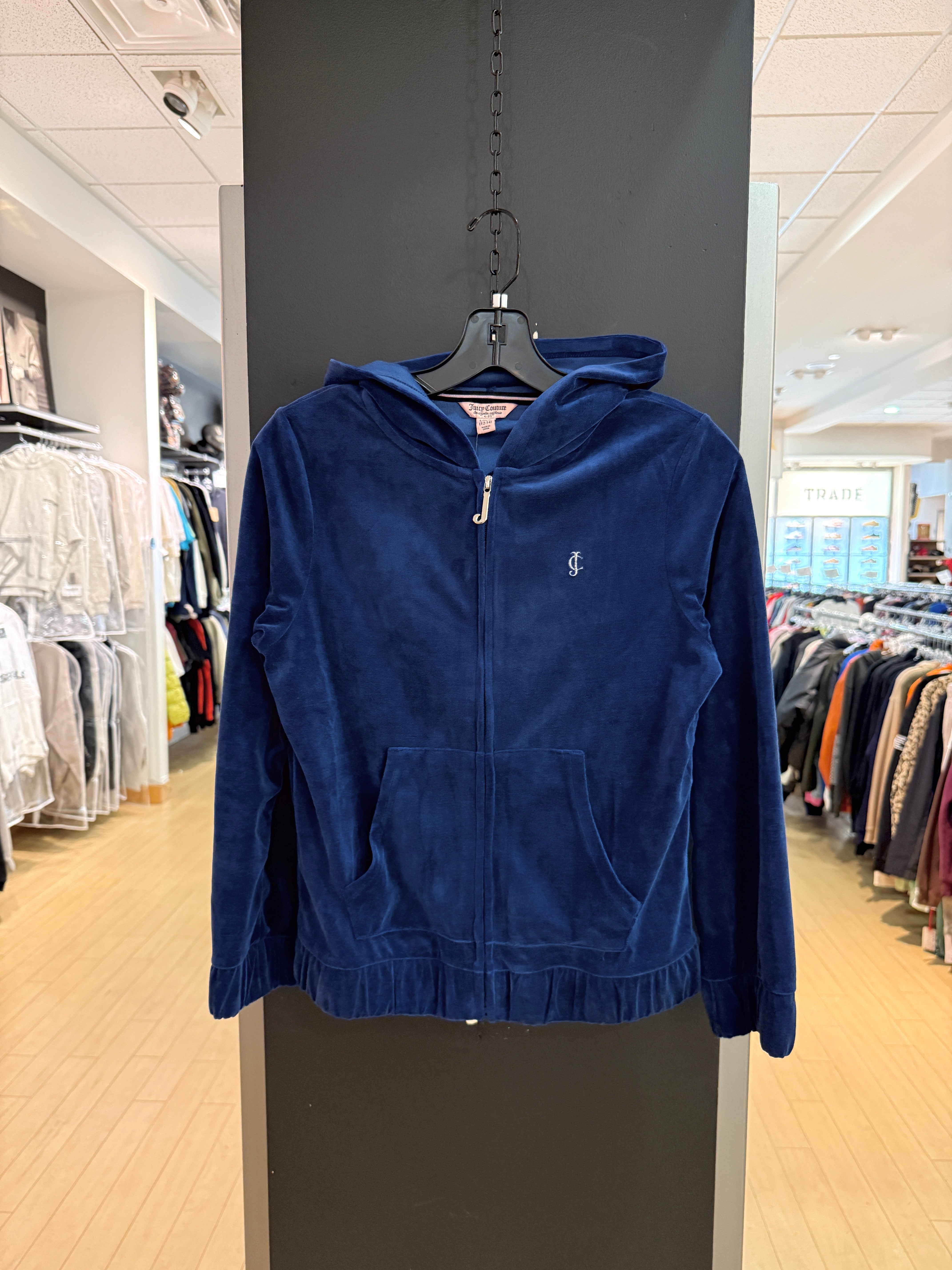 Women's Y2K Juicy Couture Blue Velour Zip Up Hoodie Sz L