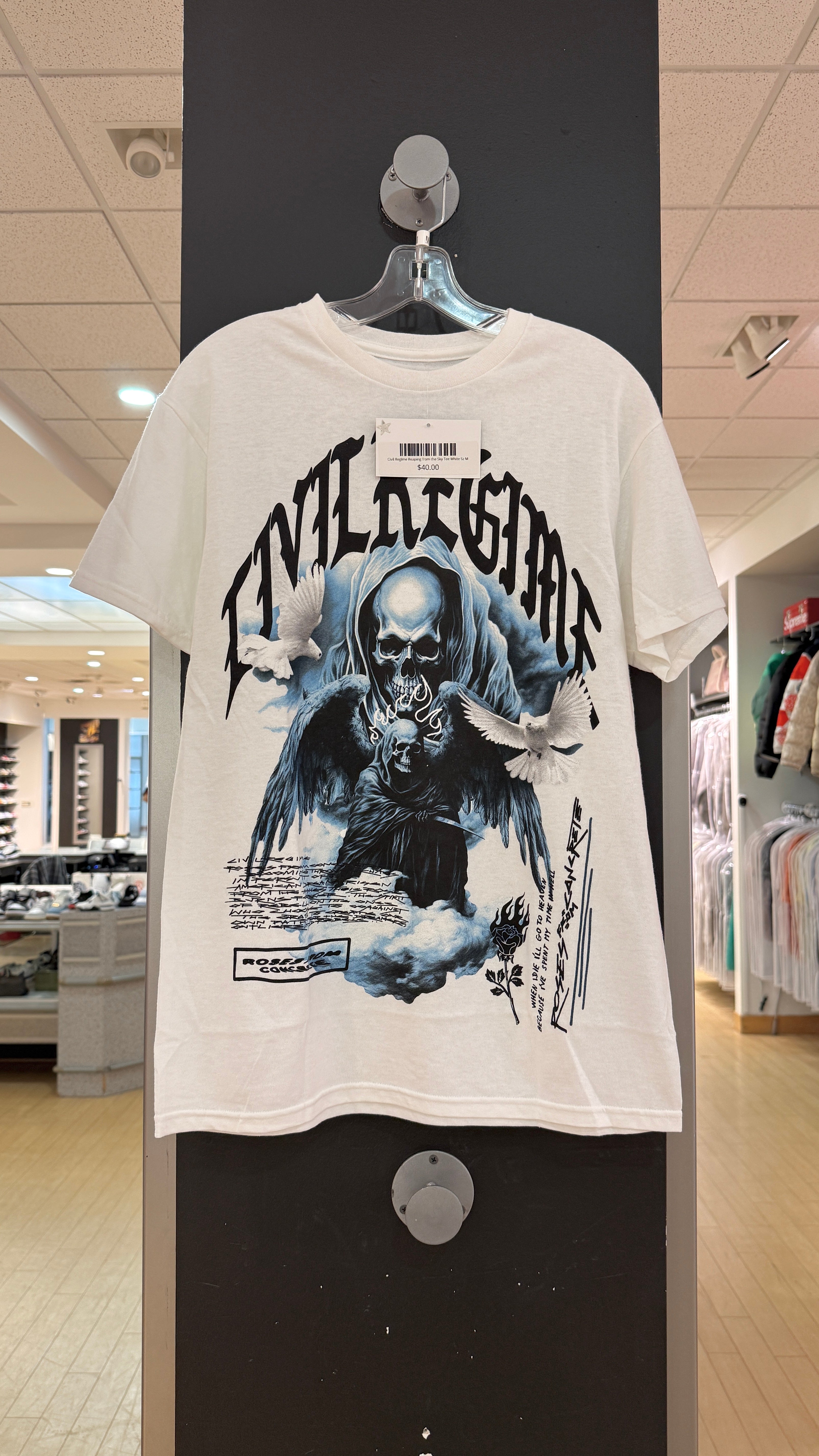 Civil Regime Reaping from the Sky Tee White Sz M