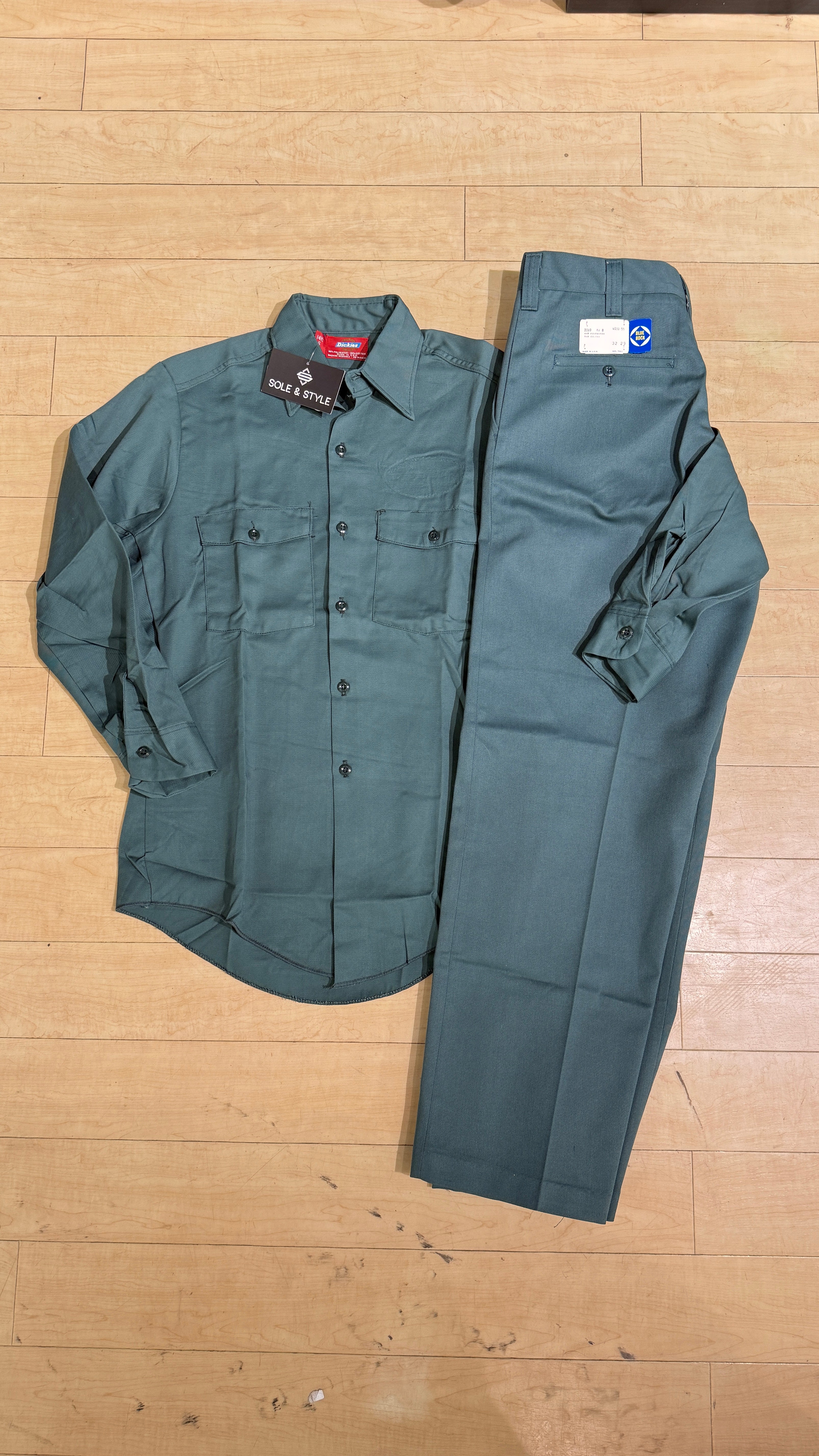 70s Dickies / Blue Rock L/S Mechanic Suit Green Sz Small / 32x29