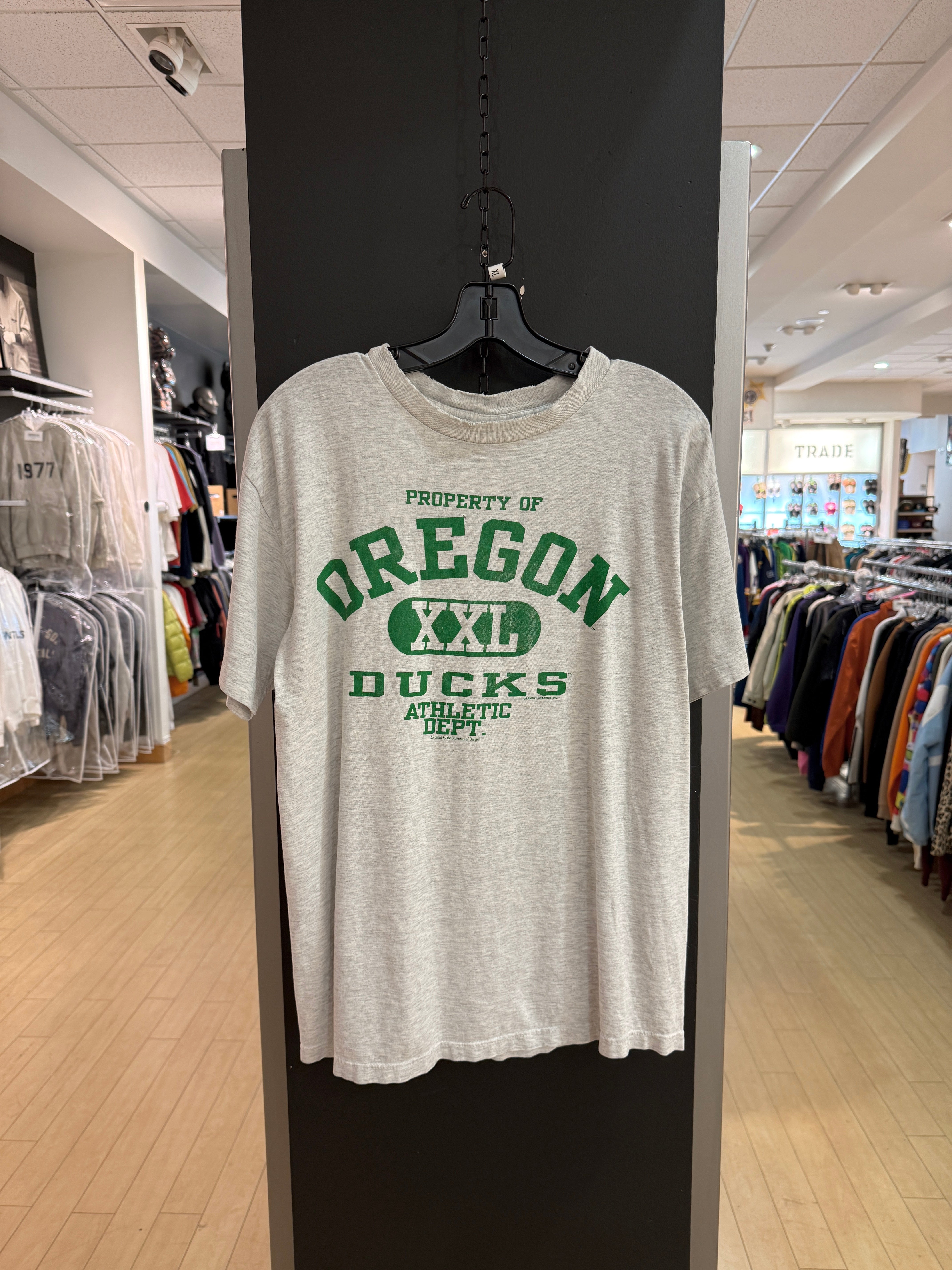 90s Oregon Ducks Athletic Dept. Tee Grey Size XL