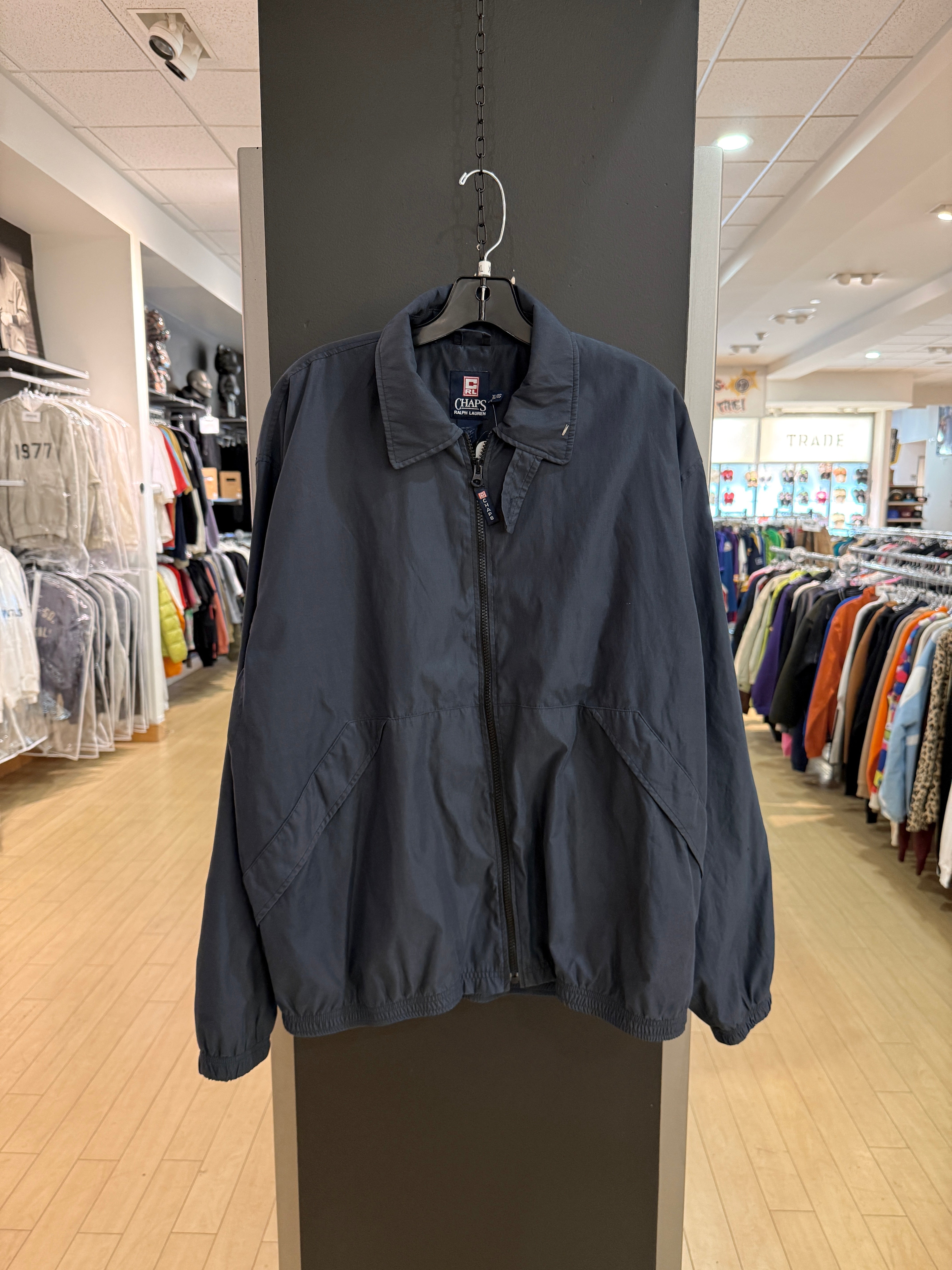 Y2K Chaps Ralph Lauren Navy Blue Harrington Jacket Size XL