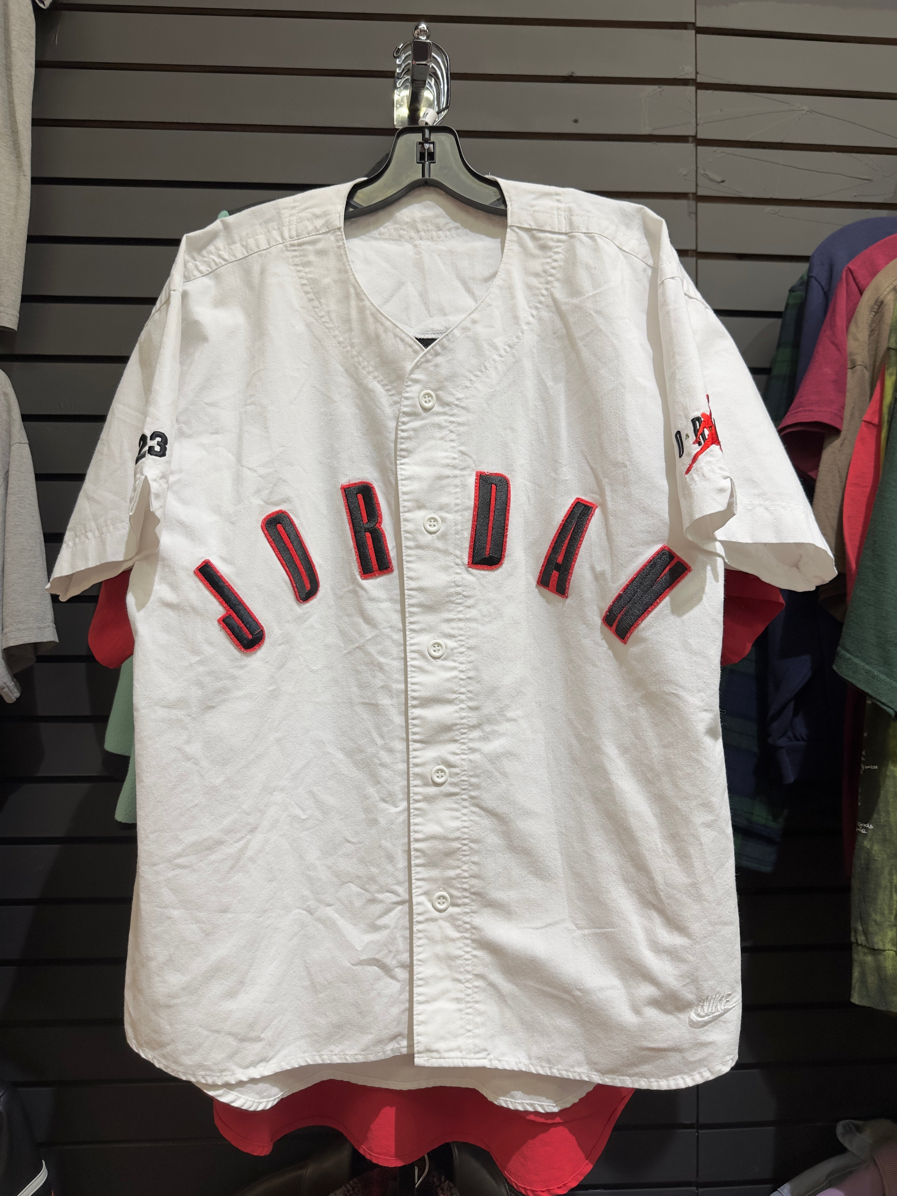 90s Nike Air Jordan White Baseball Jersey Sz M