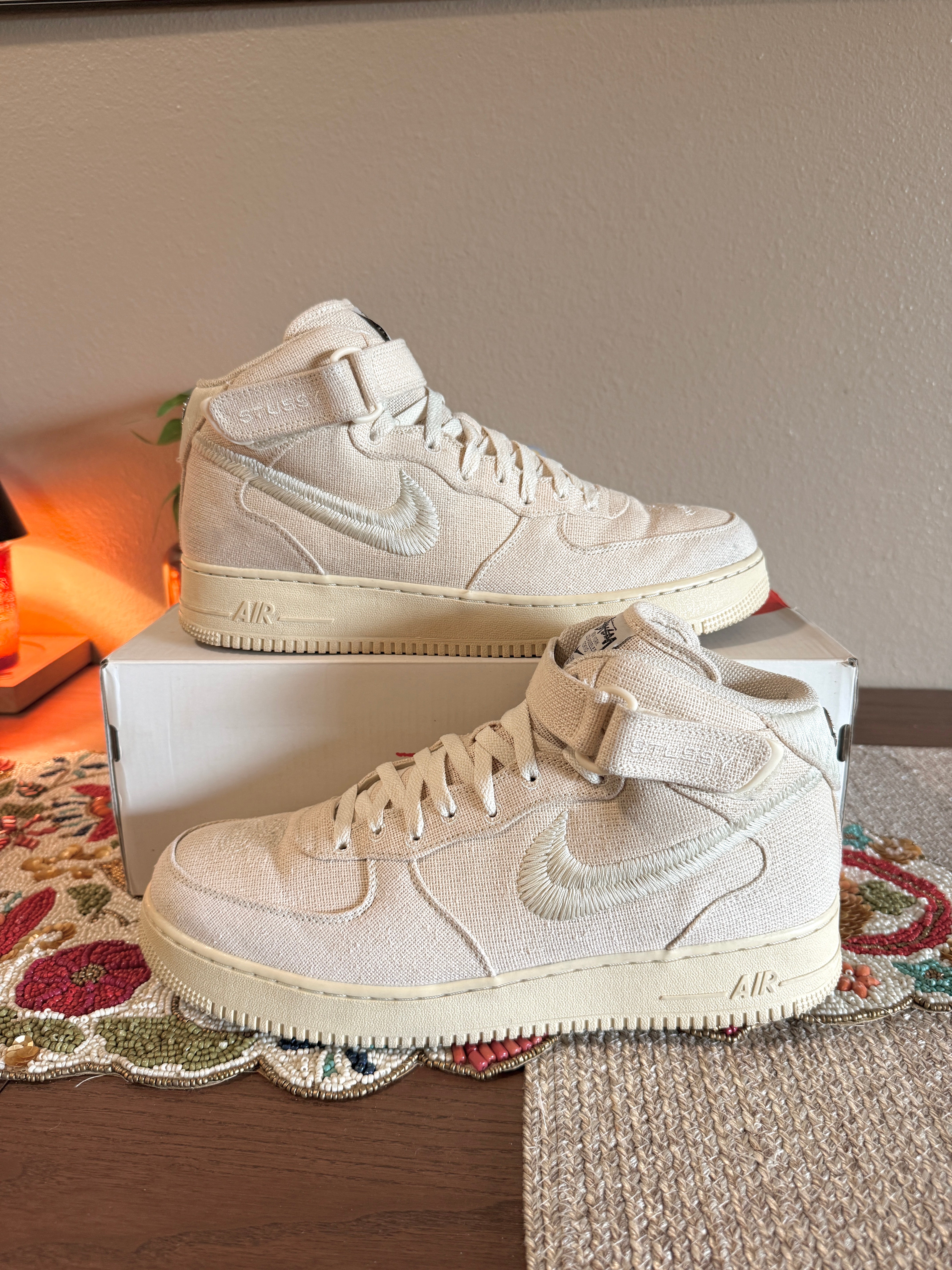 Nike Air Force 1 Mid Stussy Fossil Size 13 USED