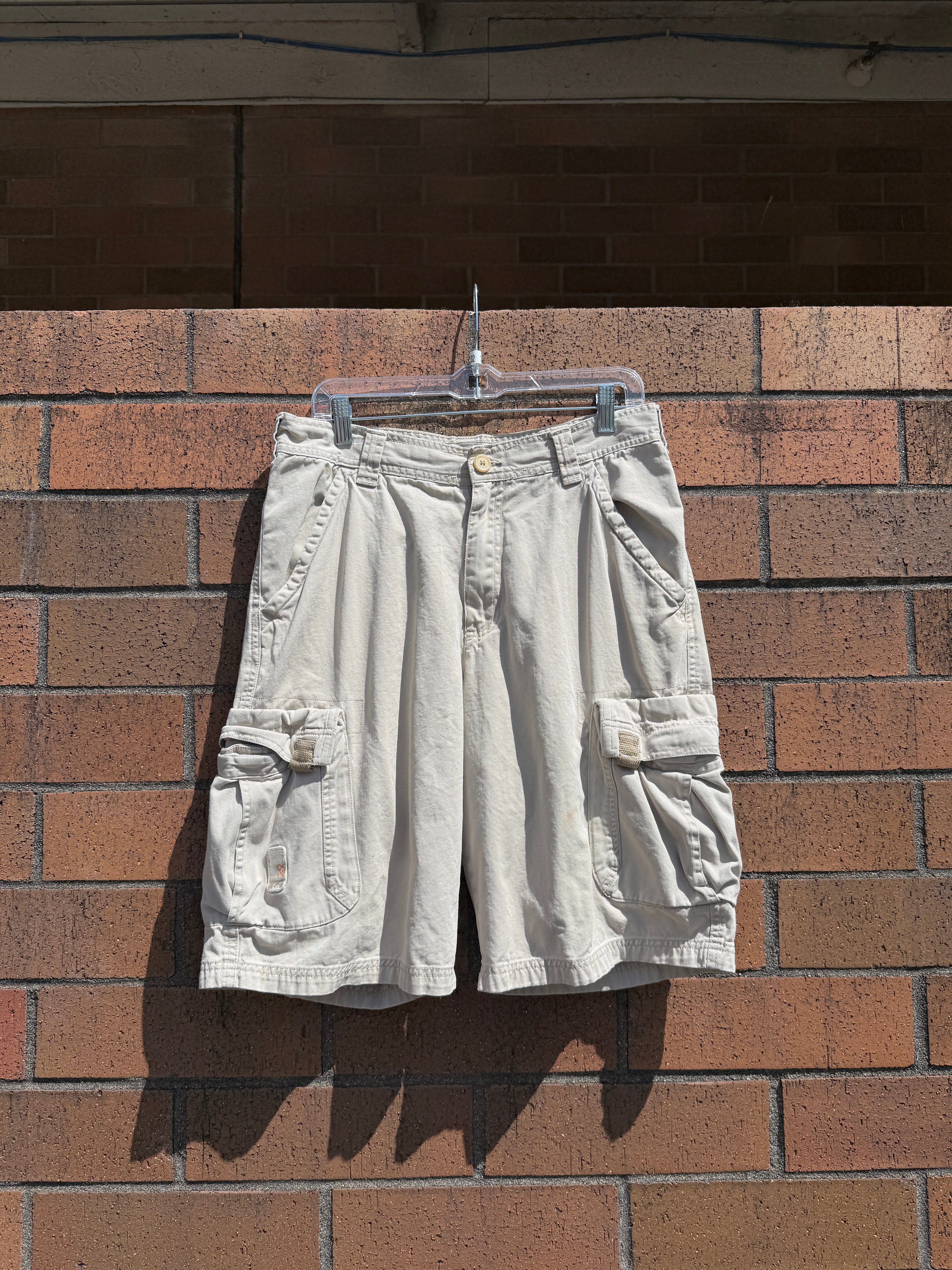 Y2K Canyon River Blues Beige Cargo Shorts Size 33