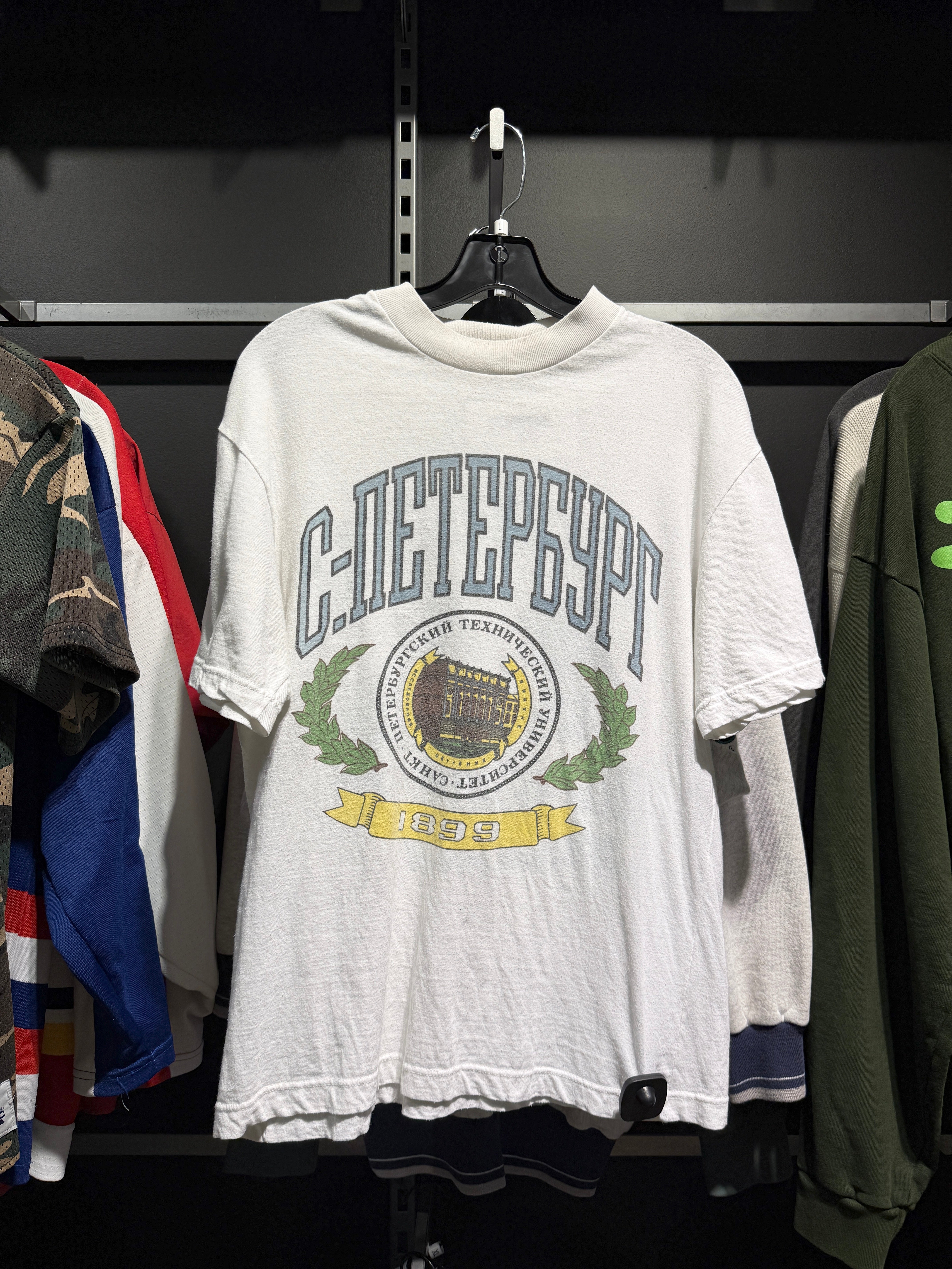 90s Universty of St. Petersburg Russia Tee Sz L