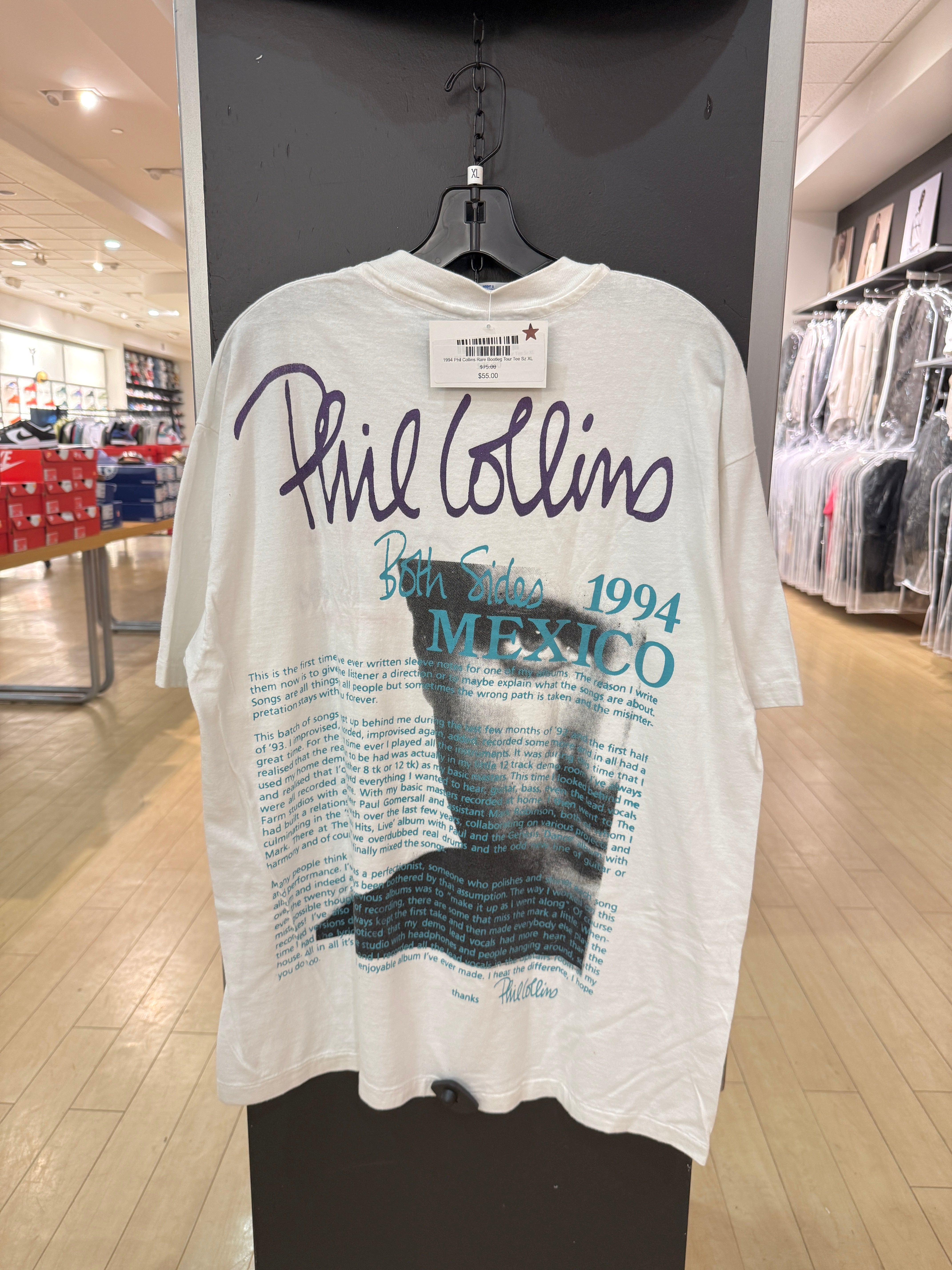 1994 Phil Collins Rare Bootleg Tour Tee Sz XL