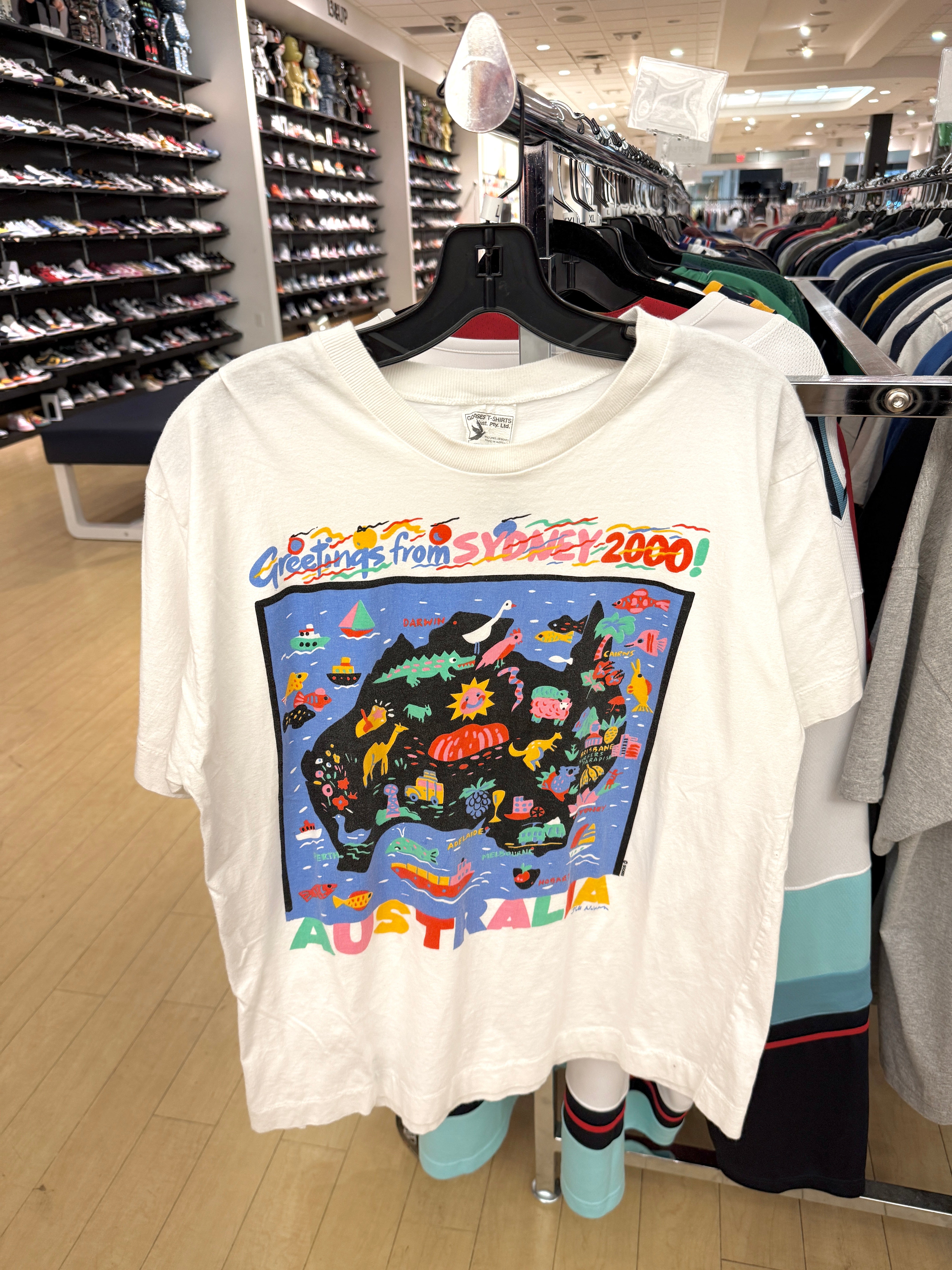 2000 Greetings from Sydney Australia Art Tee Sz L/XL