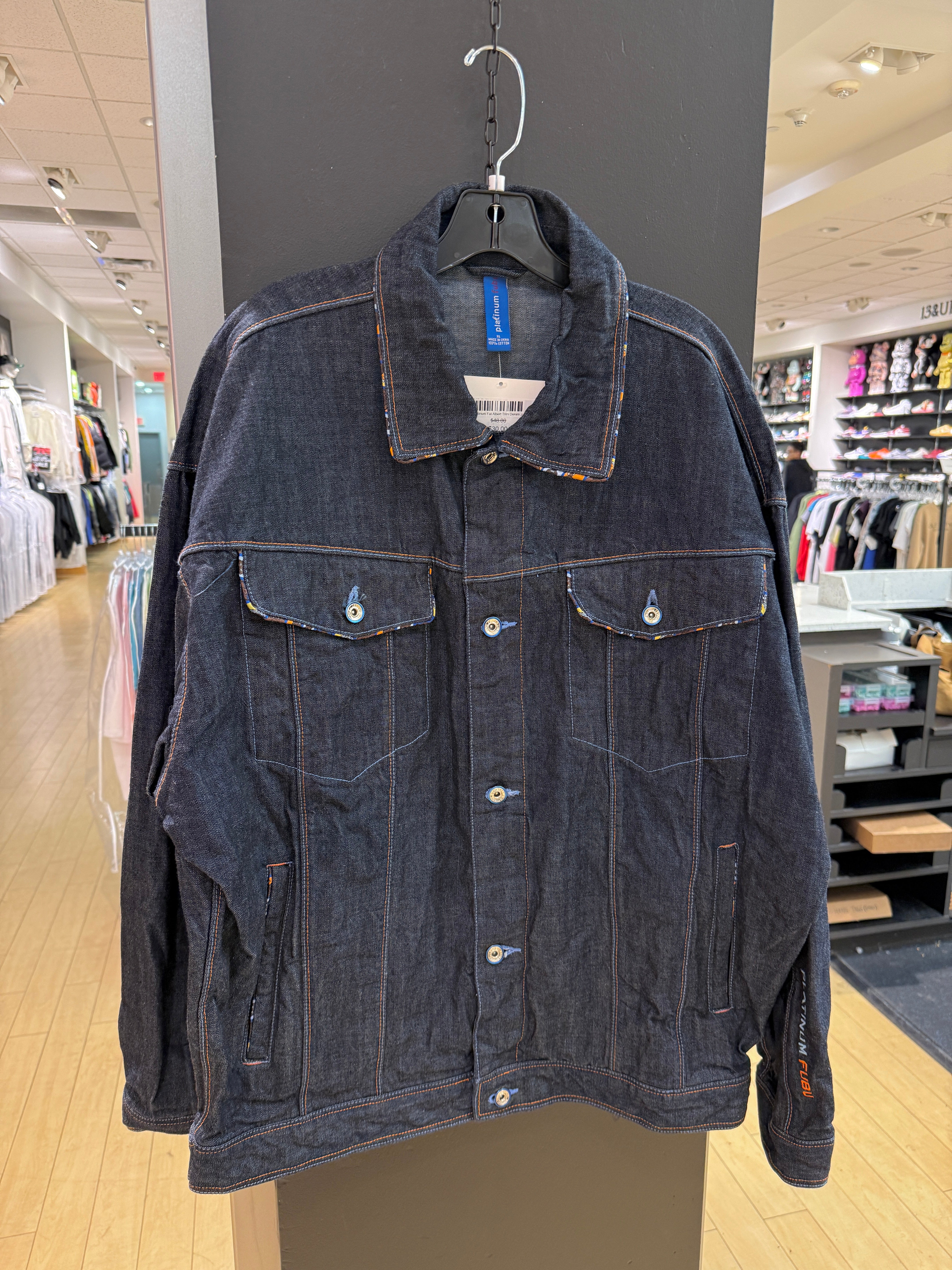 Y2K Fubu Platinum Fat Albert Trim Denim Jacket Sz XL