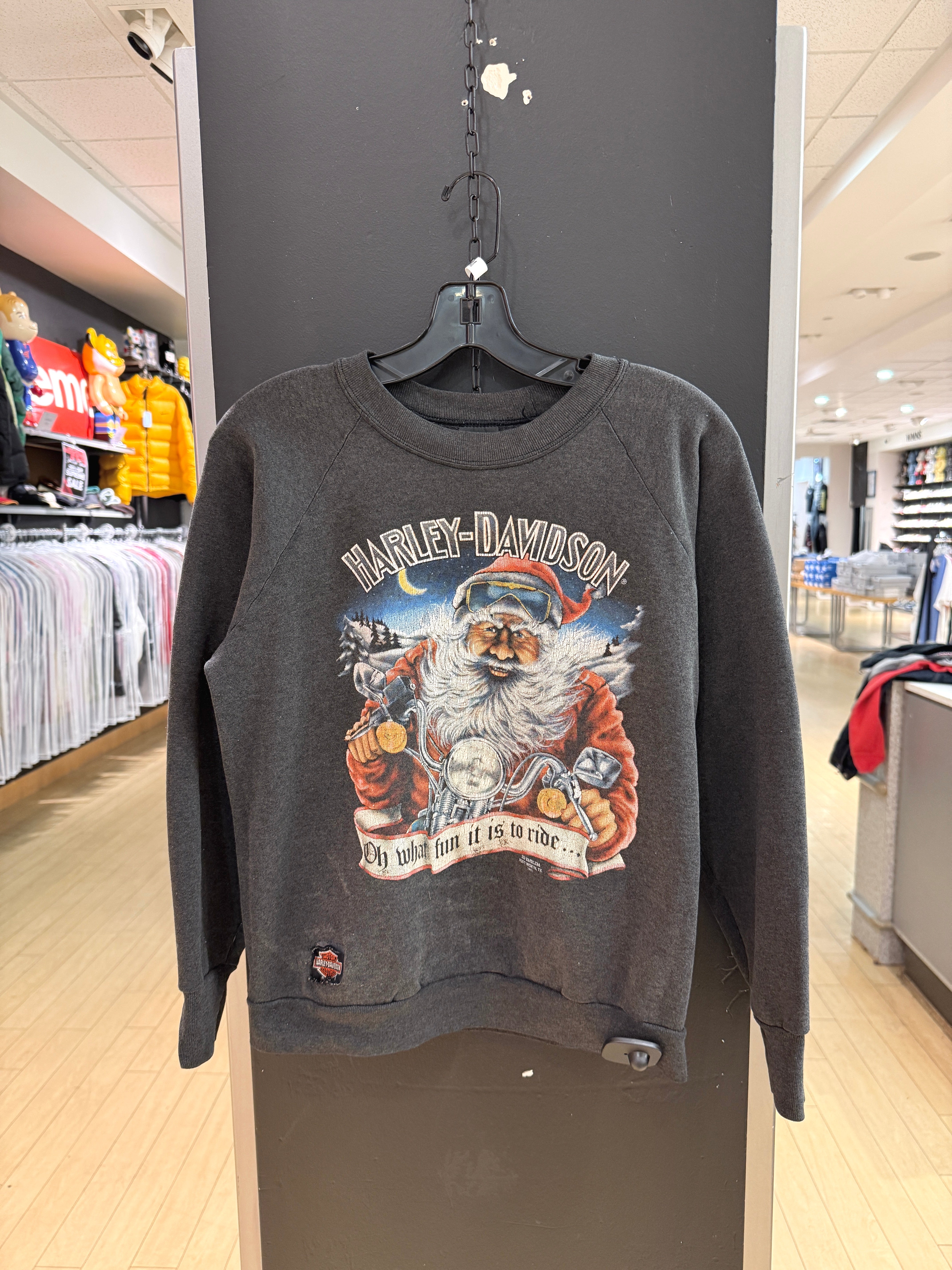 1991 Harley Davidson Tacoma Santa 3D Emblem Crewneck Sz M