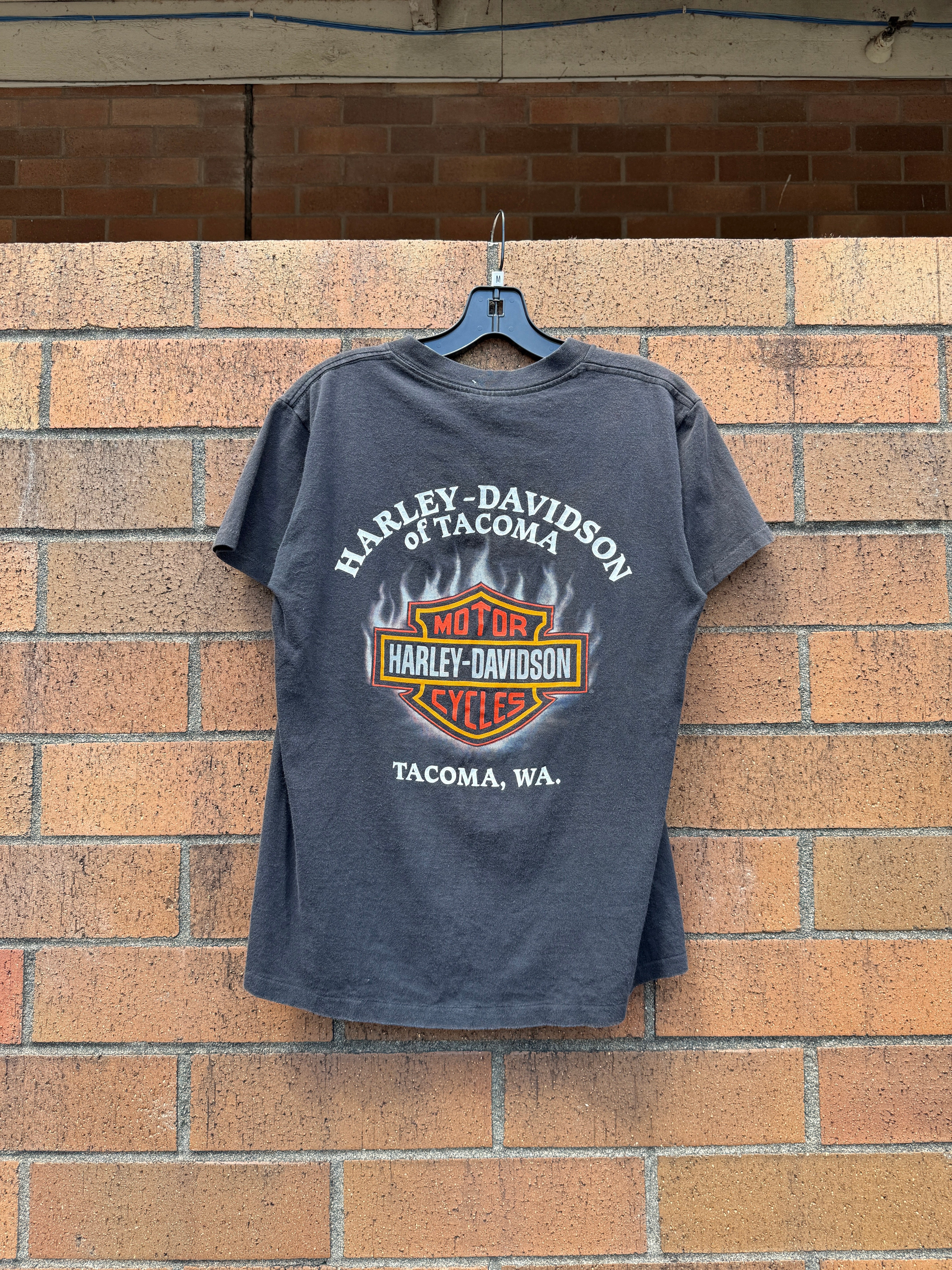 90s Harley Davidson Tacoma 3D Emblem Pocket Tee Size M