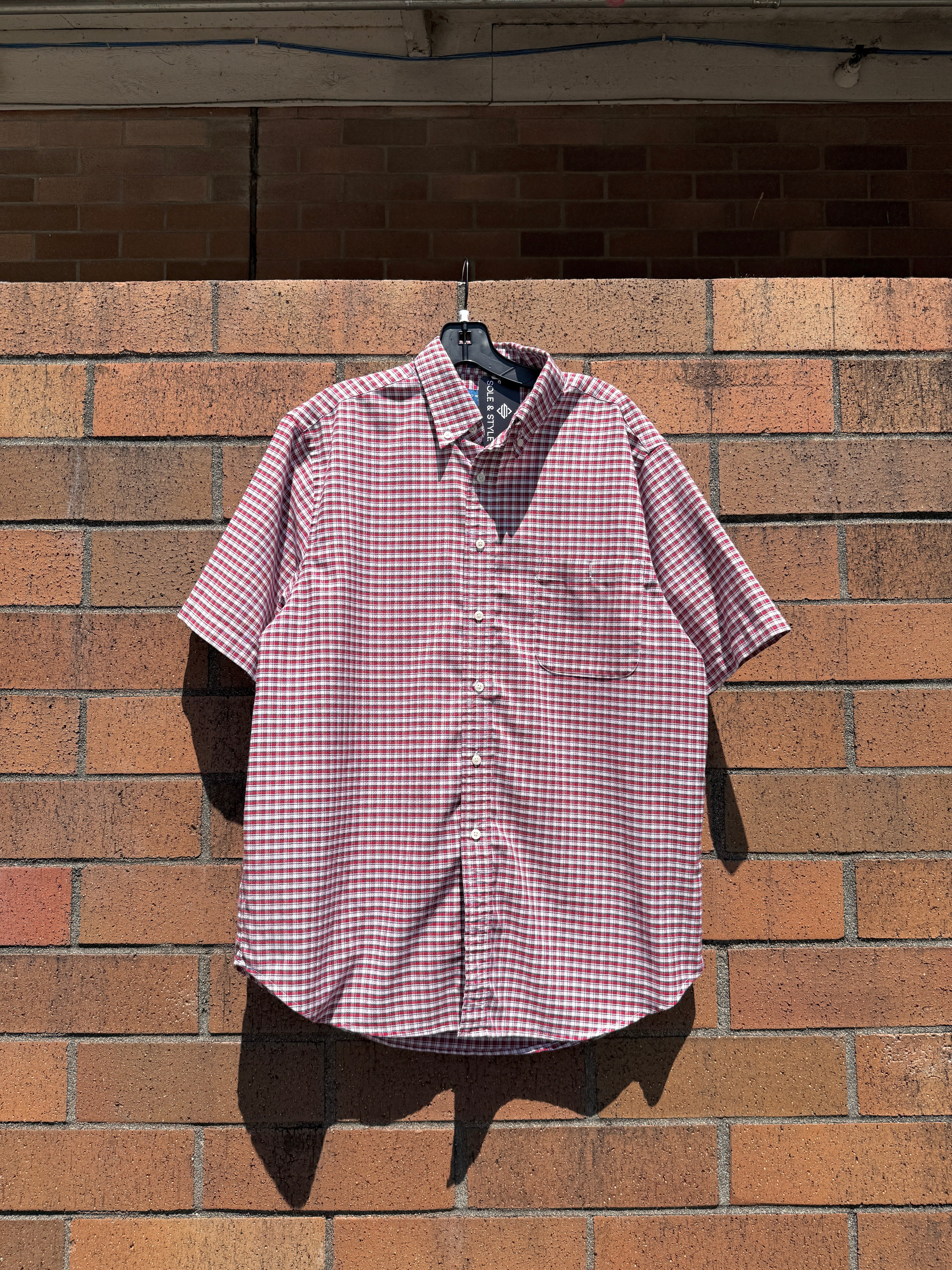 90s Town Craft Wrinkle Free Short Sleeve Red Plaid Flannel Size M