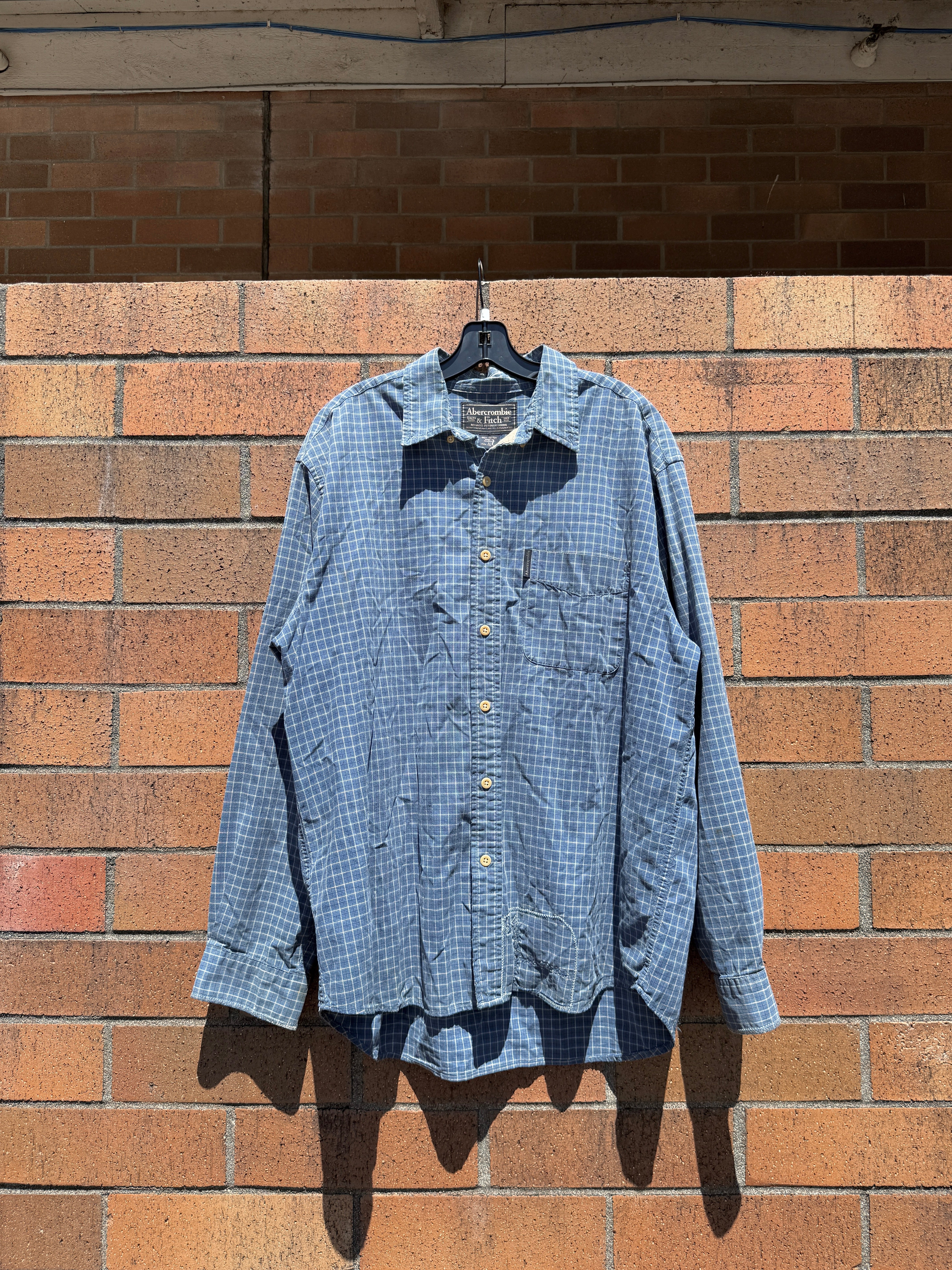Y2K Abercrombie & Fitch Lightweight Blue Plaid Flannel Size L