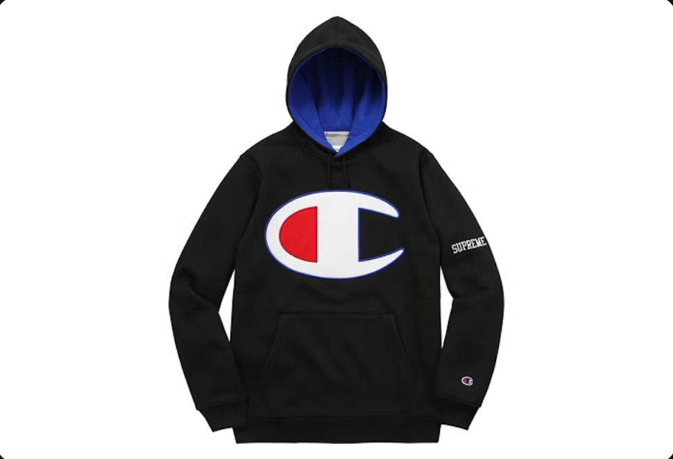 Supreme x Champion Satin Logo Sweatshirt Black SS17 Sz M (USED)