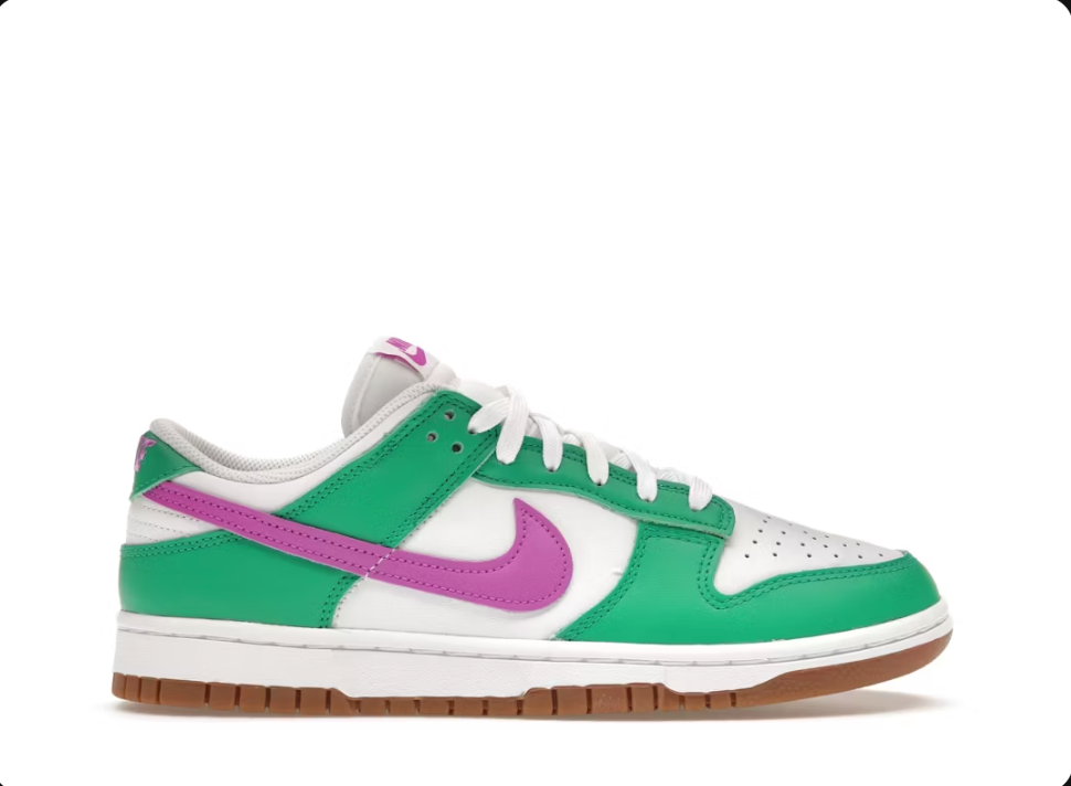 Nike Dunk Low White / Stadium Green / Fuchsia (Women's) Size 8 (USED)