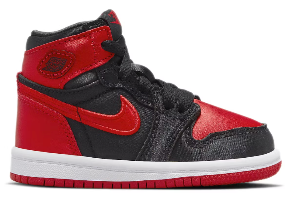 Jordan 1 Retro High OG Satin Bred (TD) SZ 8C (NO BOX LID)