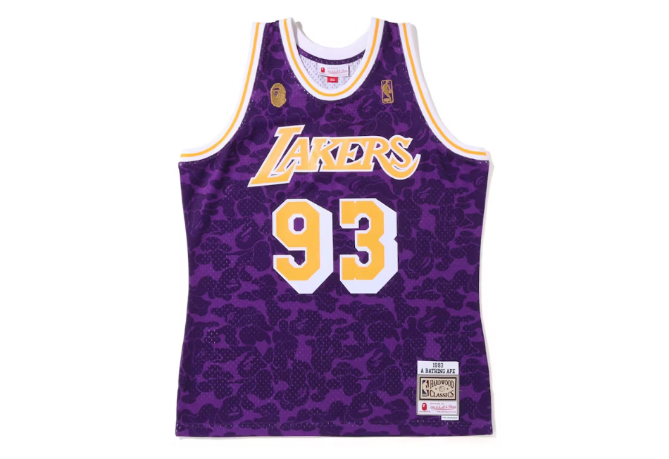 Bape x Mitchell & Ness Lakers Jersey Purple FW22 Sz XL (USED)