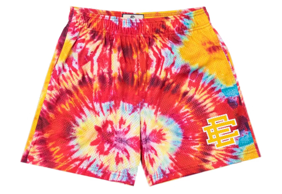 Eric Emanuel EE Basic Shorts Tie Dye / Yellow SS22 Sz L (USED)