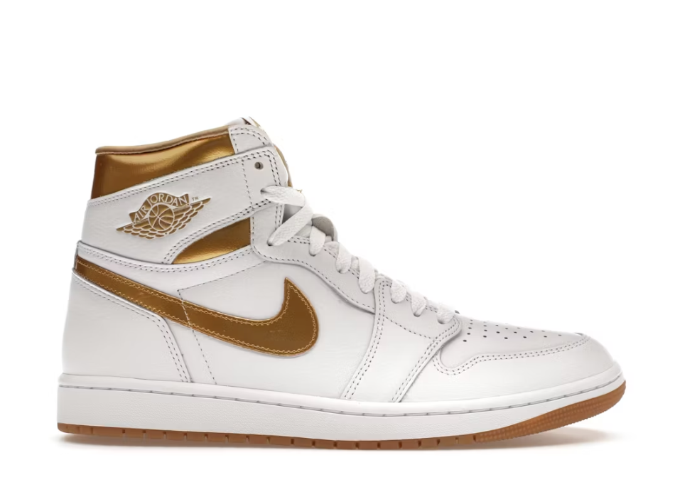 Jordan 1 Retro High OG White / Metallic Gold Men's Sz 10.5 (NO BOX LID)
