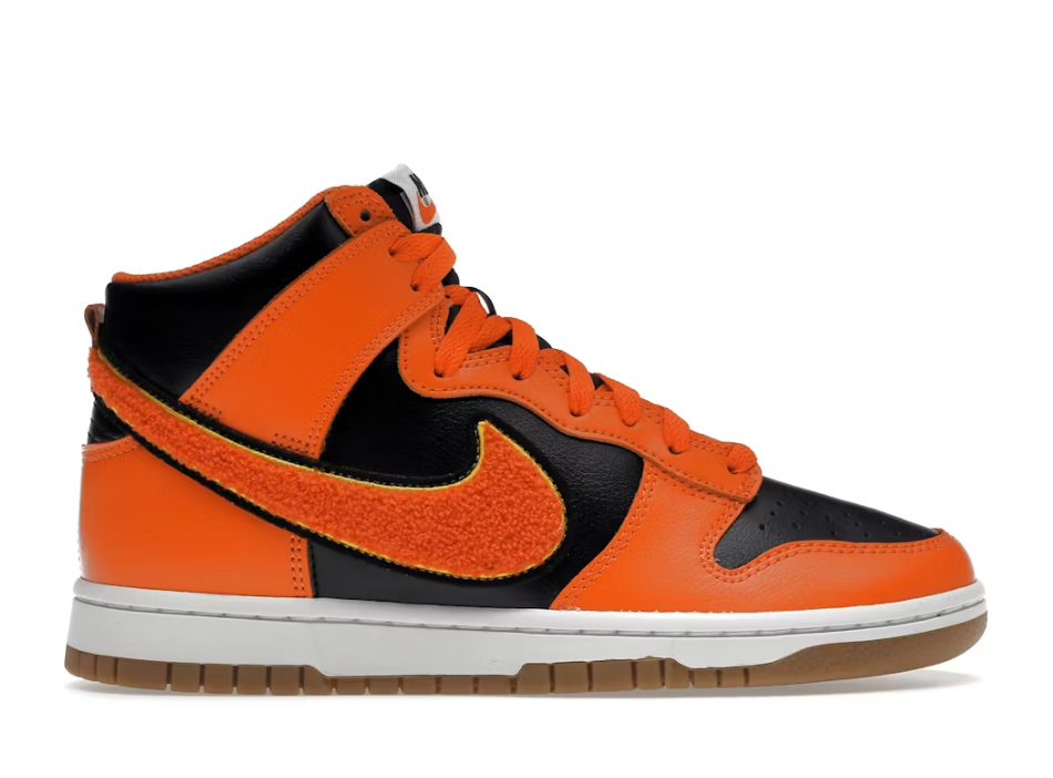 Nike Dunk High Retro Chenille Swoosh Safety Orange Sz 10.5 (USED / NO BOX LID)