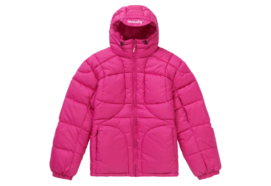 Supreme Warp Hooded Puffy Jacket Fuschia FW21 Sz XL (USED)