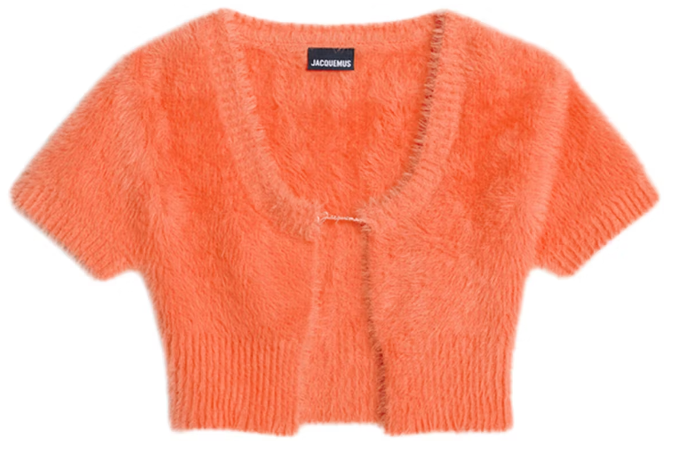 Women's Jacquemus La Maille Neve Fluffy Charm Cardigan Orange Sz IT 36