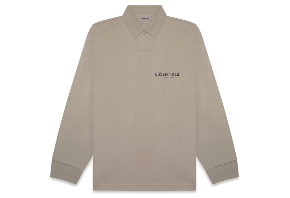Fear of God Essentials Long Sleeve Boxy Polo Taupe (USED) Sz XL