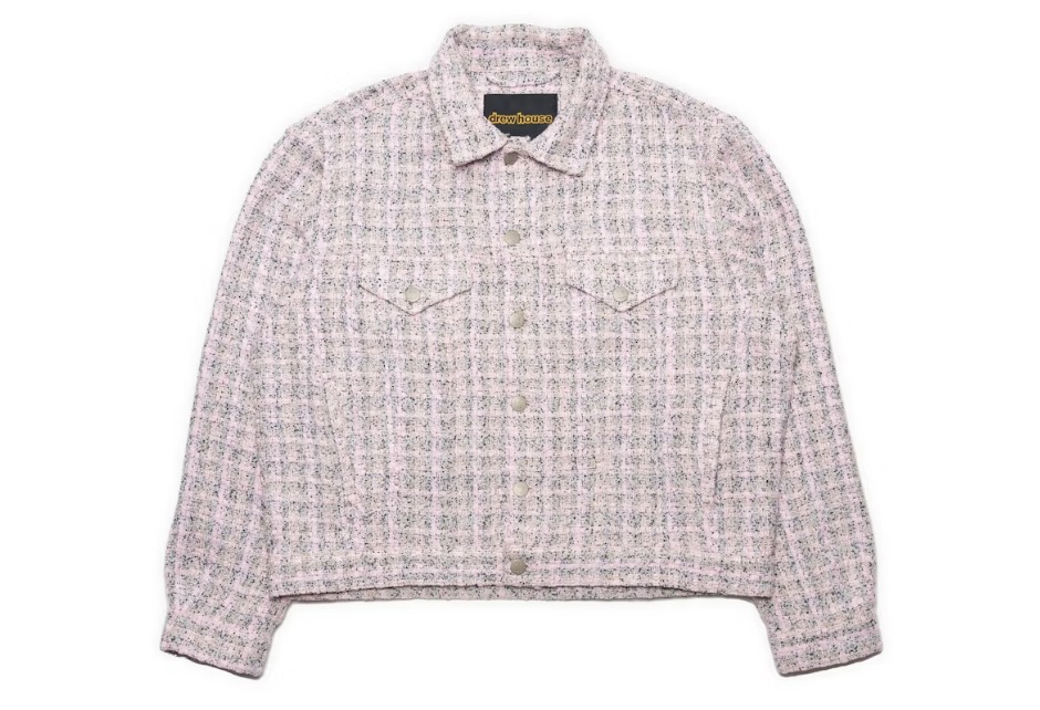 drew house boucle mascot oversized trucker jacket pink sz L