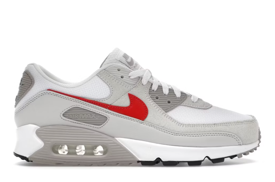 Nike Air Max 90 White College Grey University Red SZ 12 MISSING LID