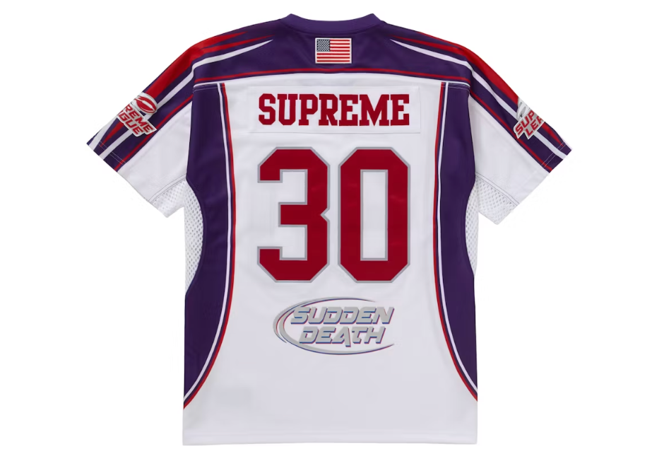 Supreme Sudden Death Football Jersey White Sz L