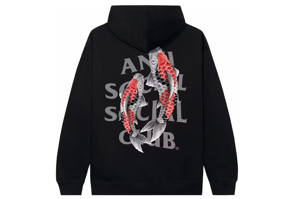 Anti Social Social Club Koi Garden 3M Reflective Hoodie Black Sz XXL