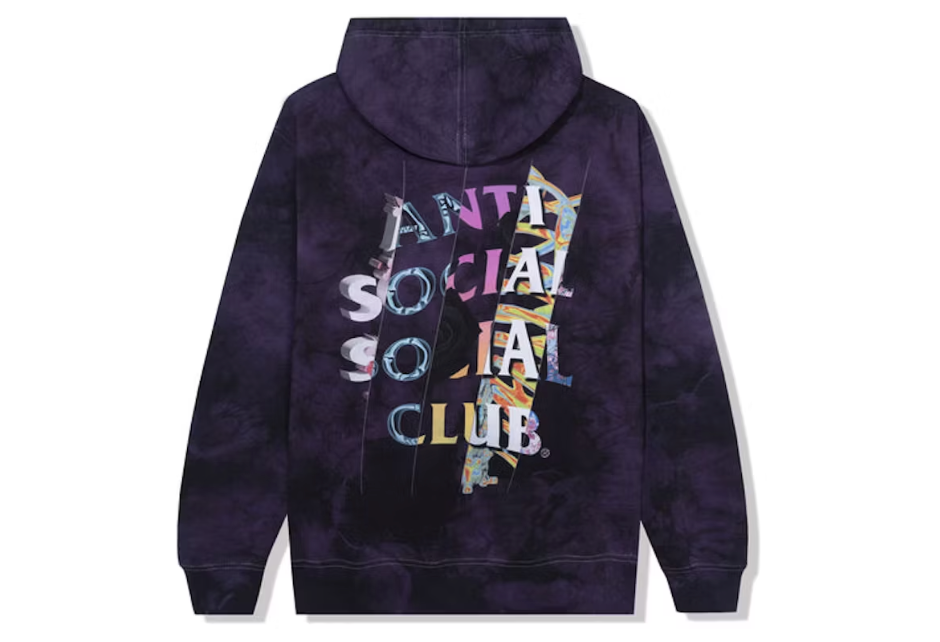 Anti Social Social Club Dissociative Hoodie Black/Purple Tie Dye SZ M