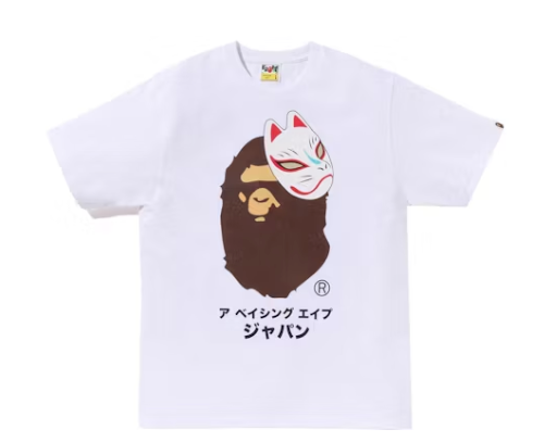 BAPE Japanese Fox Mask Tee White Sz X-Large