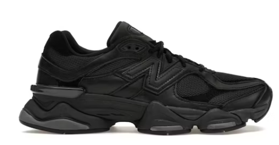 New Balance 9060 Triple Black Leather SZ 6.5 NO BOX USED