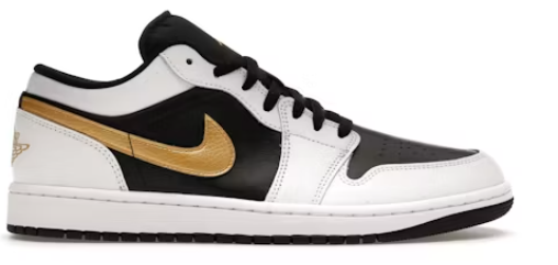 Jordan 1 Low White Black Metallic Gold Swoosh SZ 10 MISSING LID
