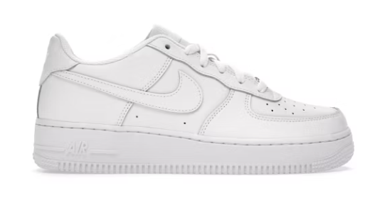 Nike Air Force 1 Low LE Triple White (GS) SZ 6.5Y MISSING LID