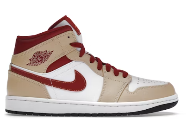 Jordan 1 Mid Light Curry Cardinal SZ 12