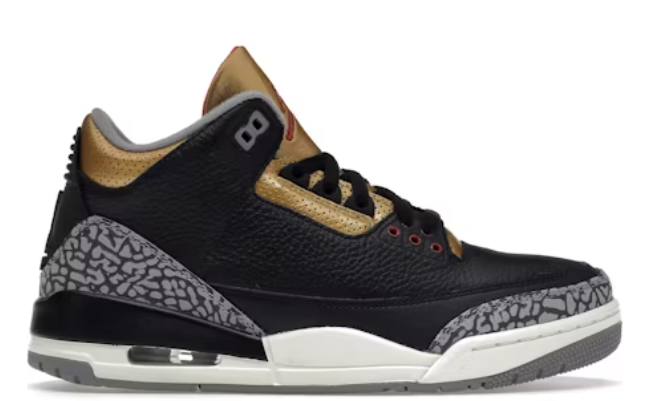 Jordan 3 Retro Black Cement Gold (Women's) SZ 10.5W/9M MISSING LID