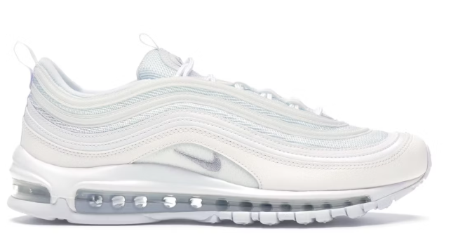 Nike Air Max 97 Triple White Wolf Grey SZ 9.5 USED NO BOX YELLOWING
