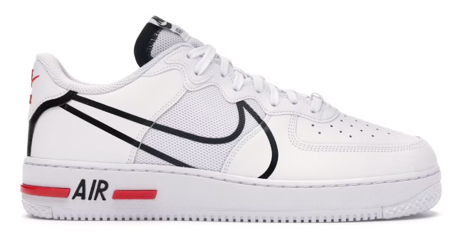 Nike Air Force 1 React White Black Red SZ 7.5 NO BOX