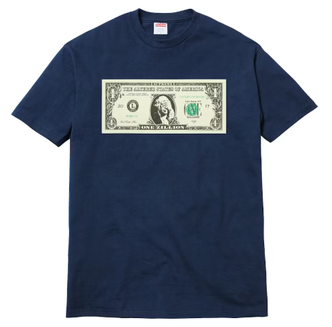 Supreme Dollar Tee Navy SZ M