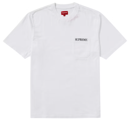 Supreme Embroidered Pocket Tee White SZ XL