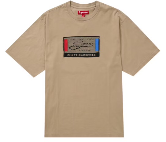 Supreme Intarsia Label S/S Top Tan SZ M