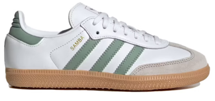 adidas Samba OG Cloud White Silver Green (GS) SZ 6Y
