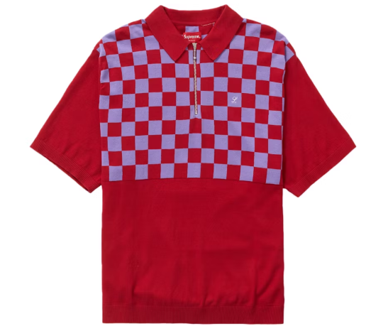 Supreme Checkerboard Zip Polo Red SZ L