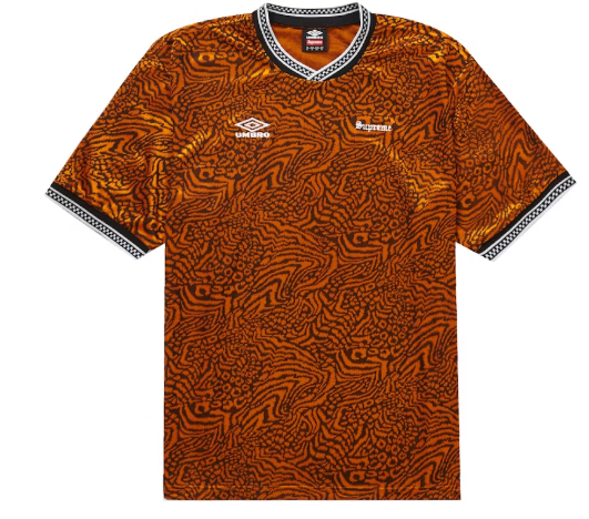 Supreme Umbro Jacquard Animal Print Soccer Jersey Orange SZ XL